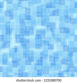 Seamless pattern. Checkered camouflage and flower texture. Ice shades.