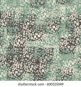 Seamless pattern. Checkered camouflage. Grunge style. Fashionable drawing. Good for children. Flat.