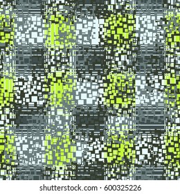 Seamless pattern. Checkered camouflage. Grunge style. Fashionable drawing. Good for children. Flat.
