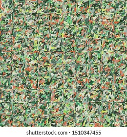 Seamless pattern. Checkered camouflage. Many shades. Chaos of colors. Fashionable texture.