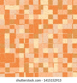 Seamless pattern. Checkered camouflage with a scattering of small rhombuses from above. Trendy colors.