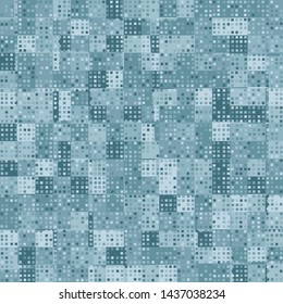 Seamless pattern. Checkered camouflage with small squares on the surface. Ice colors.