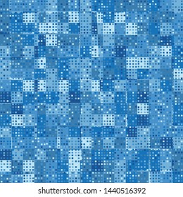 Seamless pattern. Checkered camouflage with small squares on the surface. Ice colors.