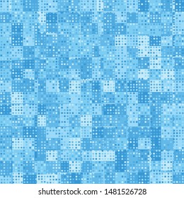 Seamless pattern. Checkered camouflage with small squares on the surface. Ice colors.
