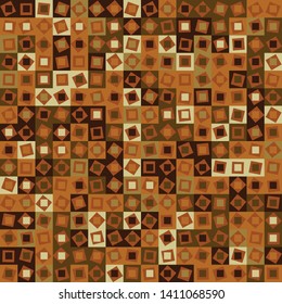 Seamless pattern. Checkered camouflage of unusual structure. The colors of the desert. Shades of yellow and brown.