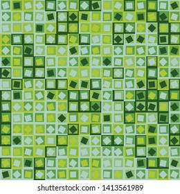 Seamless pattern. Checkered camouflage of unusual structure. The colors of the forest. Shades of green.