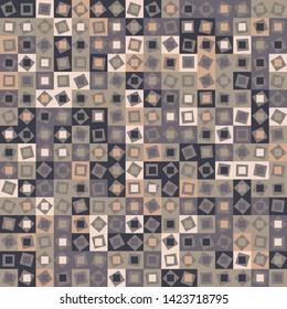 Seamless pattern. Checkered camouflage of unusual structure. The colors of the desert. Shades of yellow and brown.