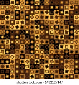 Seamless pattern. Checkered camouflage of unusual structure. The colors of the desert. Shades of yellow and brown.