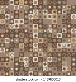 Seamless pattern. Checkered camouflage of unusual structure. The colors of the desert. Shades of yellow and brown.