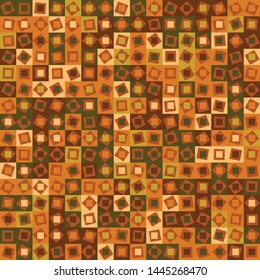 Seamless pattern. Checkered camouflage of unusual structure. The colors of the desert. Shades of yellow and brown.