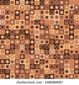Seamless pattern. Checkered camouflage of unusual structure. The colors of the desert. Shades of yellow and brown.
