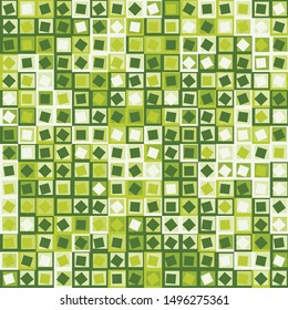 Seamless pattern. Checkered camouflage of unusual structure. The colors of the forest. Shades of green.