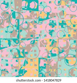 Seamless pattern. Checkered camouflage for urban fashionistas. The harmonious combination of colors. Intersecting geometric shapes. Designed for fabrics, interiors & other creativity.