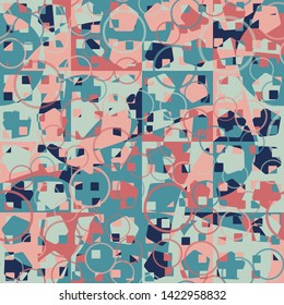 Seamless pattern. Checkered camouflage for urban fashionistas. The harmonious combination of colors. Intersecting geometric shapes. Designed for fabrics, interiors & other creativity.