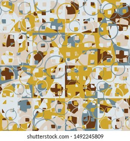Seamless pattern. Checkered camouflage for urban fashionistas. The harmonious combination of colors. Intersecting geometric shapes. Designed for fabrics, interiors & other creativity.