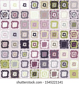 Seamless pattern. Checkered camouflage. A variety of shades. Strokes of a rough brush. Grunge style.