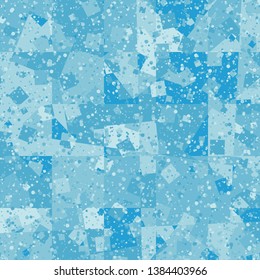 Seamless pattern. Checkered and chaotic pattern in one texture. Ice colors.