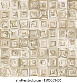 Seamless pattern. Checkered desert camouflage. Shades of brown. Strokes of a rough brush. Grunge style.