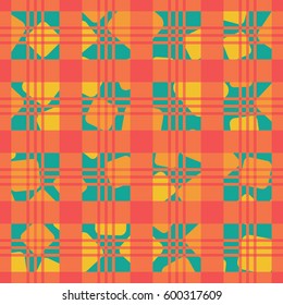 Seamless pattern. Checkered drawing. A chaotic background. Rounded squares and rectangles. Children's textiles. Grunge wallpaper. Flat. Cartoon.