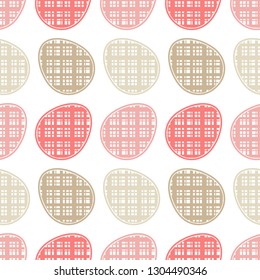 Seamless pattern of checkered Easter eggs. Happy Easter! Vector illustration. Can be used for wallpaper, textile, invitation card, wrapping, web page background.