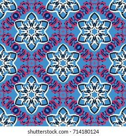 Seamless pattern. Checkered picture with snowflakes.
