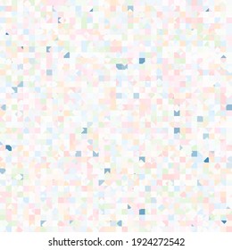 Seamless pattern. Checkered pattern with rhombuses scattered over it. Chaotic pastel colors. Children's texture.