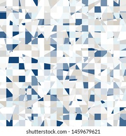Seamless pattern. The checkered structure intersects with randomly scattered triangles. Randomly painted elements.