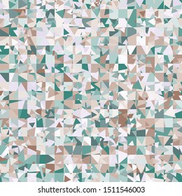 Seamless pattern. The checkered structure intersects with randomly scattered triangles. Variety of colors.