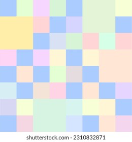 seamless pattern, checkered style pastel color square colorful2