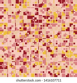 Seamless pattern. Checkered texture with chaos of squares. The game of colors.