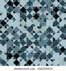 Seamless pattern. Checkered texture with embedded rhombuses. Chaotic colored elements.