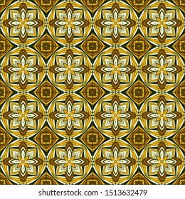 Seamless pattern. Checkered texture. Gold cages.