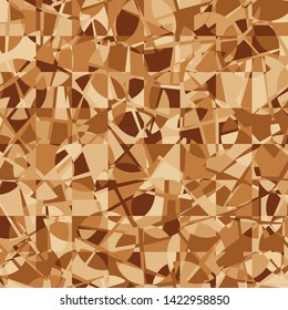 Seamless pattern. The checkered texture intersects with chaotically laid broken circles. The colors of old paper. Use for fabrics, interiors and other design.