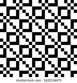 Seamless pattern. Checks, figures ornament. Squares, curves wallpaper. Ethnic motif. Tiles, chevrons backdrop. Geometric background. Mosaic illustration. Digital paper, textile print, abstract vector.