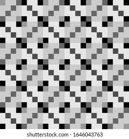  Nahtloses Muster. Schecks, Zahlenschmuck. Quadrate, formen Tapeten. Ethnische Motive. Formularhintergrund Geometrischer Hintergrund. Mosaikgrafik. Digitales Papier, Stoffdruck, abstrakt. Vektorillustration