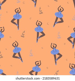 seamless pattern with cheerful african american ballerinas