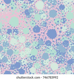 Seamless pattern. Cheerful camouflage. Drops and sprays. Five-color palette. For 3D models and design works.