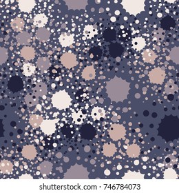 Seamless pattern. Cheerful camouflage. Drops and sprays. Five-color palette. For 3D models and design works.