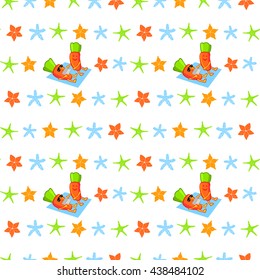 Seamless pattern with cheerful cartoon carrots 