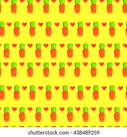 Seamless pattern with cheerful cartoon carrots
