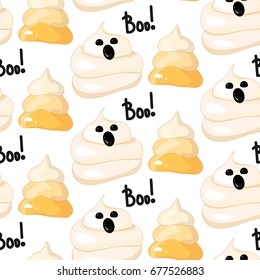Seamless pattern with cheerful cookies. Air biscuits. Template for your design. Stock vector.