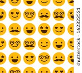 Seamless pattern with cheerful and happy smileys for textiles, interior design, for book design, website background