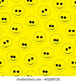 A seamless pattern from cheerful, yellow smilies. Vector illustration.