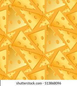 Seamless Pattern With Cheese. Farm Fresh Products Style Design. Agriculture Collection. Cheese Pattern.