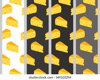 Seamless pattern with cheese. Cheese with holes. Set.