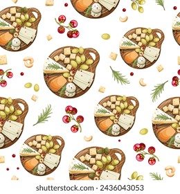 Seamless pattern cheese plate. hand drawing. Vector