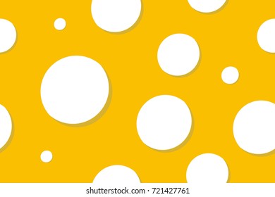 Seamless pattern cheese. Yellow background with white holes. Vector illustration