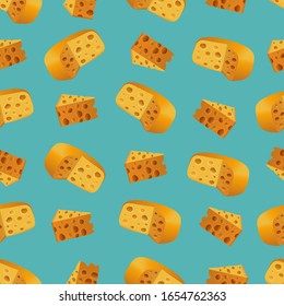 Seamless pattern with  cheeses. Texture for textile, postcard, wrapping paper, packaging