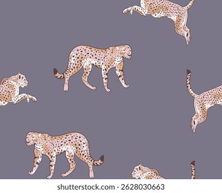 Seamless Pattern of Cheetahs in a Stylish Design