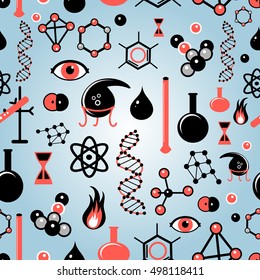 Seamless pattern of chemical elements on a light background